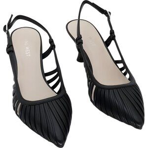 Nine West Resta black slingback pointy toe kitten heel pumps 8.5M